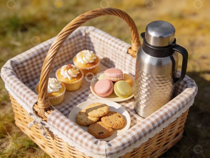 高清大图下载【趣麦麦图】户外野餐篮美食特写