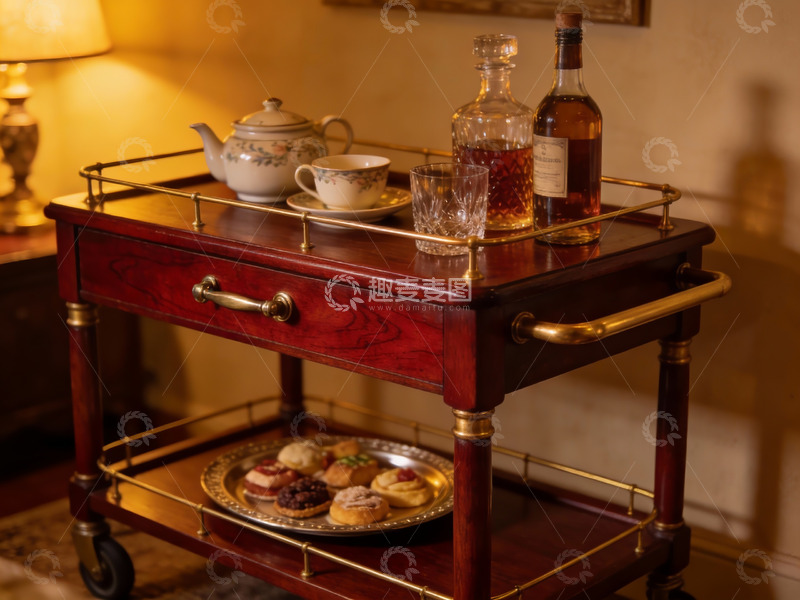 高清大图下载【趣麦麦图】复古茶车上的下午茶时光