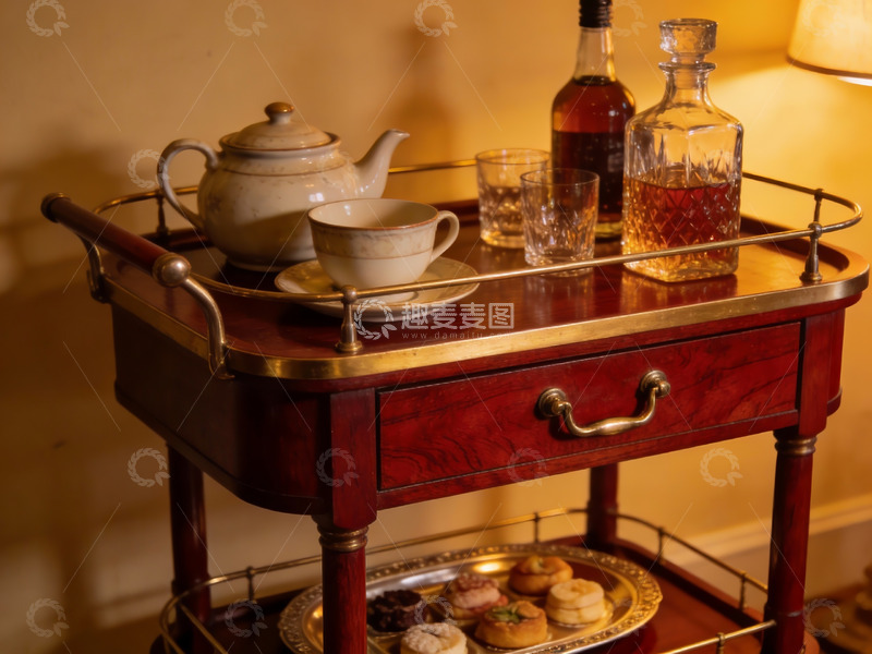 高清大图下载【趣麦麦图】复古茶车上的下午茶时光