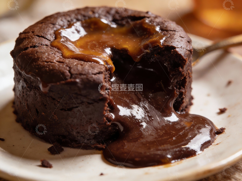 高清大图下载【趣麦麦图】巧克力熔岩蛋糕流心诱人