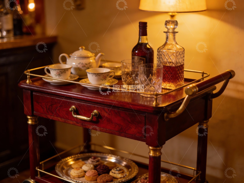 高清大图下载【趣麦麦图】复古茶车摆设温馨下午茶