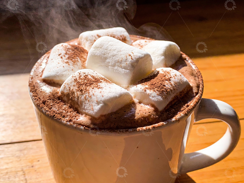 高清大图下载【趣麦麦图】热巧克力配棉花糖