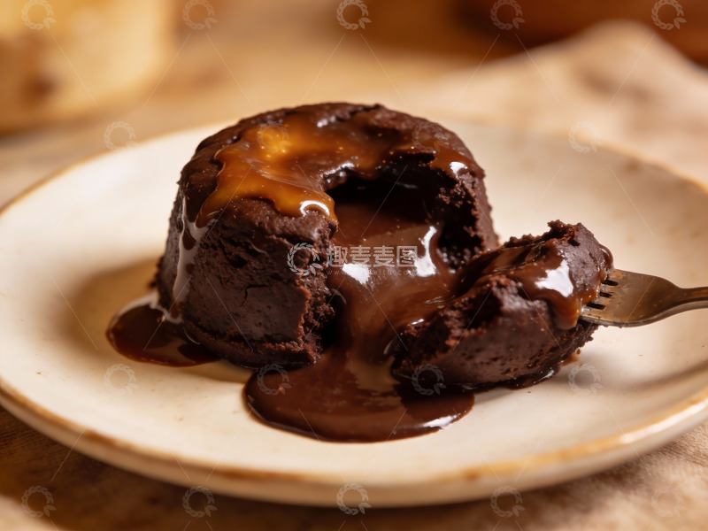 高清大图下载【趣麦麦图】巧克力熔岩蛋糕流心诱人