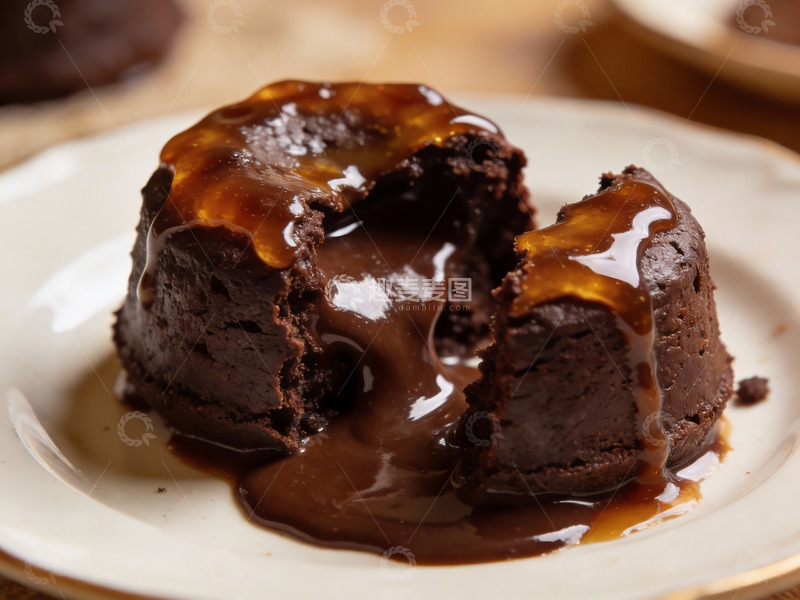 高清大图下载【趣麦麦图】巧克力熔岩蛋糕流心诱人