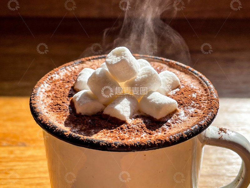 高清大图下载【趣麦麦图】热巧克力配棉花糖