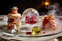 精致甜点艺术摆盘
