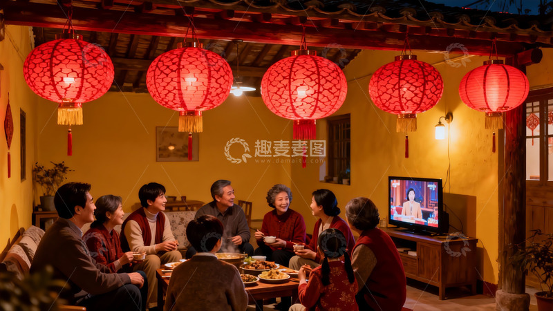 高清大图下载【趣麦麦图】家庭聚餐欢庆节日氛围