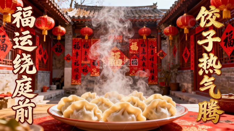 高清大图下载【趣麦麦图】热气腾腾饺子迎新春