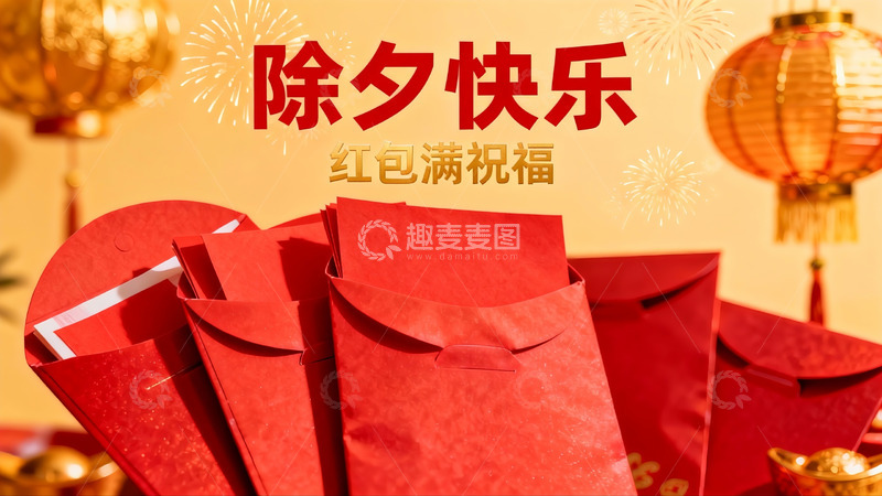 高清大图下载【趣麦麦图】除夕红包贺岁图