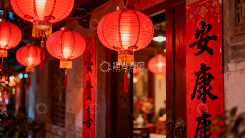 高清大图下载【趣麦麦图】红灯笼高挂迎新春