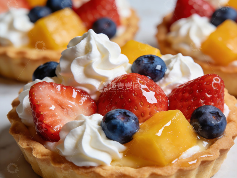 高清大图下载【趣麦麦图】新鲜水果挞特写