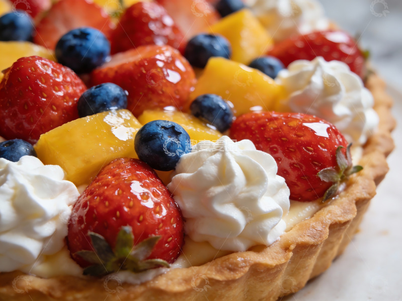 高清大图下载【趣麦麦图】水果奶油挞特写诱人美味