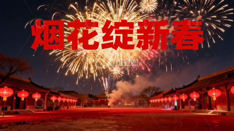 高清大图下载【趣麦麦图】夜空烟花绽放迎新春