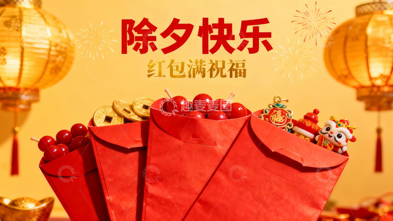 高清大图下载【趣麦麦图】除夕红包喜庆装饰