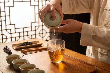 传统茶艺师泡茶瞬间