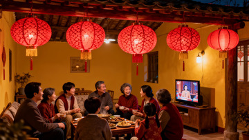 家人围坐客厅共度温馨时光