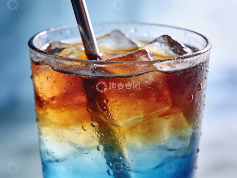 高清大图下载【趣麦麦图】冰镇饮料特写金属吸管
