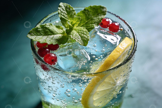 清凉饮品特写柠檬薄荷冰饮