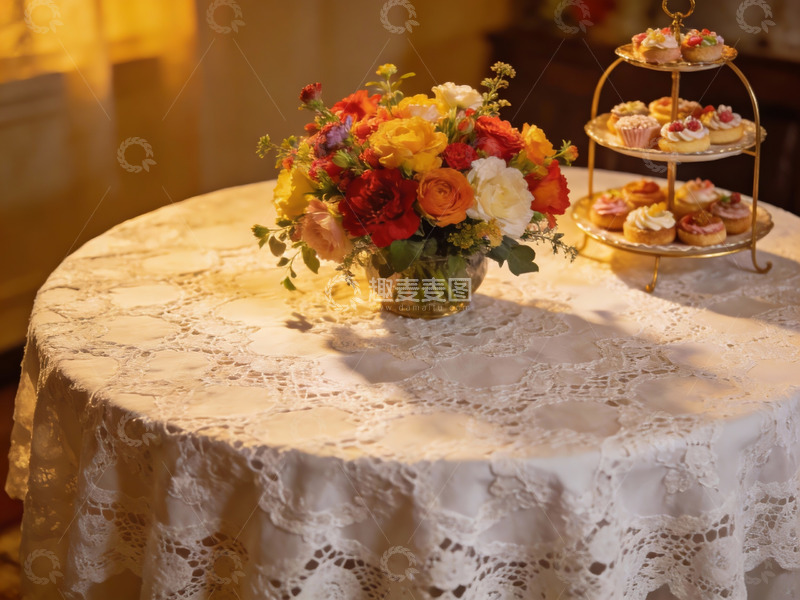 高清大图下载【趣麦麦图】精致餐桌摆设鲜花甜点