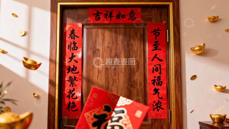 高清大图下载【趣麦麦图】春节装饰木门
