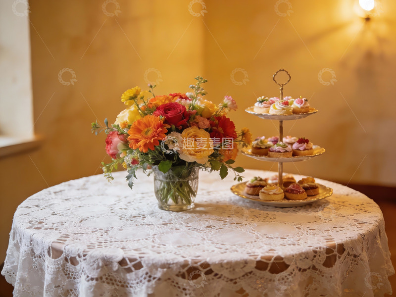 高清大图下载【趣麦麦图】餐桌花艺甜点摆拍