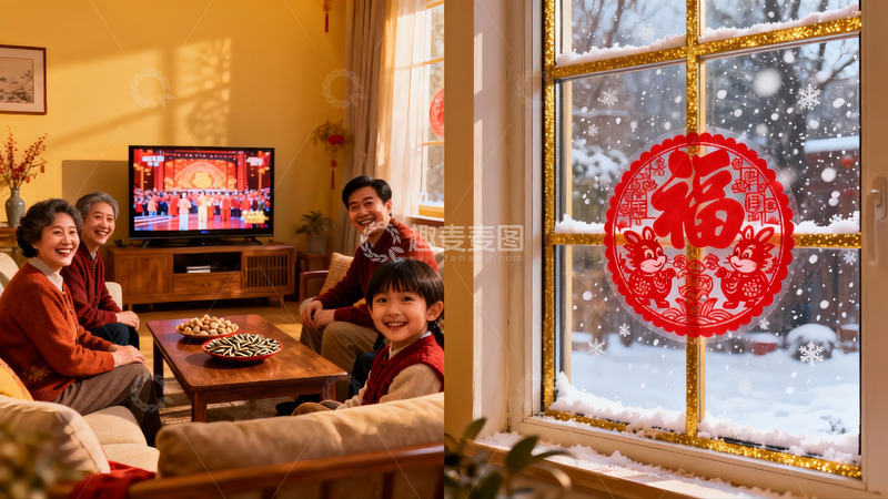 高清大图下载【趣麦麦图】家庭欢聚迎新春