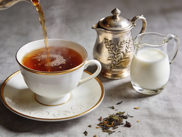 茶壶倒茶热气腾腾