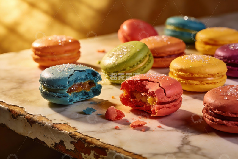 高清大图下载【趣麦麦图】多彩马卡龙摆盘诱人美食