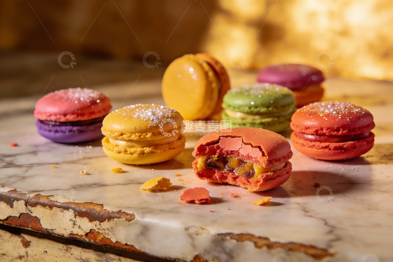 高清大图下载【趣麦麦图】多彩马卡龙摆盘诱人美食