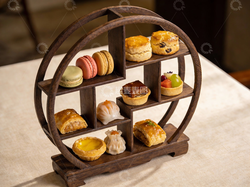 高清大图下载【趣麦麦图】中式糕点架摆盘精美
