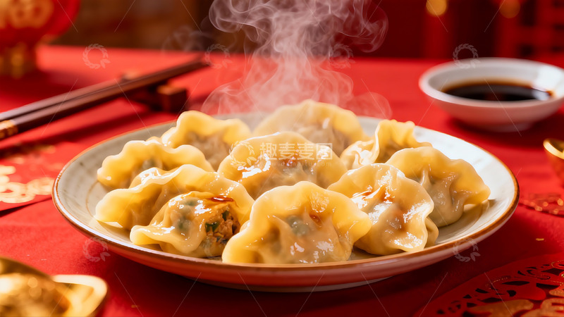 高清大图下载【趣麦麦图】热气腾腾的饺子宴