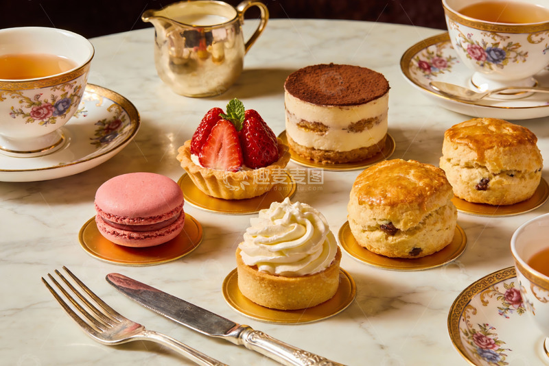 高清大图下载【趣麦麦图】精致下午茶甜点与茶具摆盘