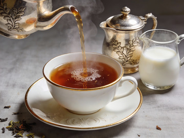 茶壶倒茶热气腾腾