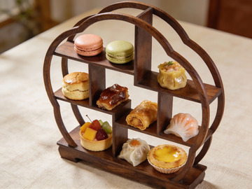 中式木质点心架陈列精致甜品