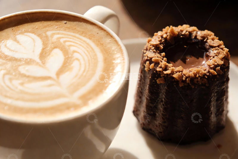 高清大图下载【趣麦麦图】咖啡拉花与巧克力蛋糕