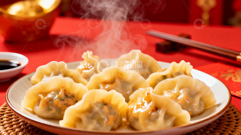 高清大图下载【趣麦麦图】热气腾腾的饺子诱人美味