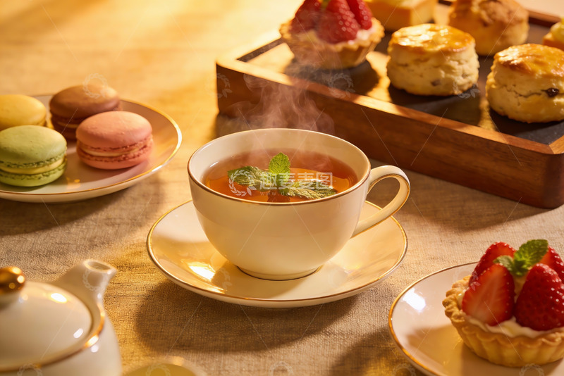 高清大图下载【趣麦麦图】英式下午茶点心与热茶