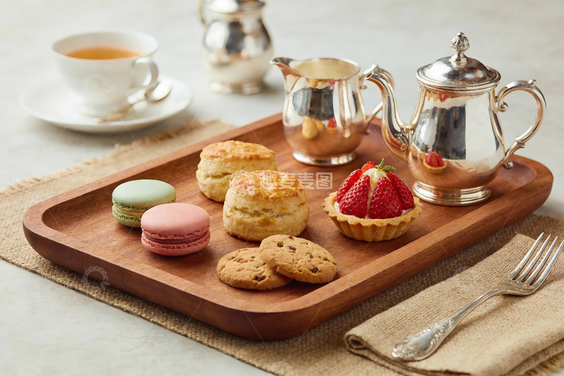 高清大图下载【趣麦麦图】精致下午茶甜点与茶具摆盘