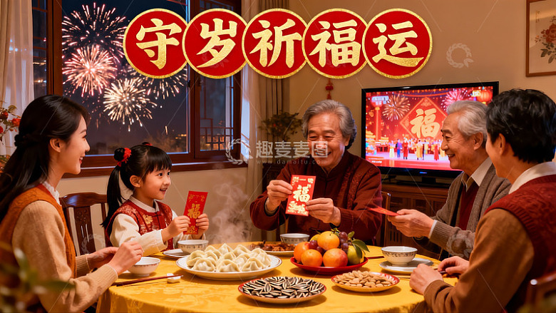 春节家庭团聚吃饺子