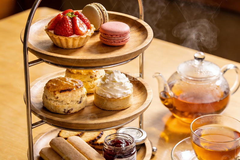 高清大图下载【趣麦麦图】三层点心架配下午茶