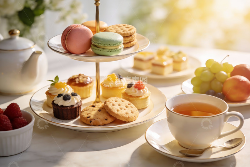 高清大图下载【趣麦麦图】精致下午茶甜点与茶饮