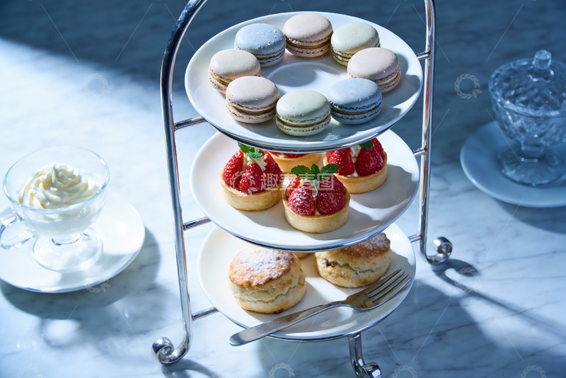 高清大图下载【趣麦麦图】三层甜点架摆盘精致下午茶