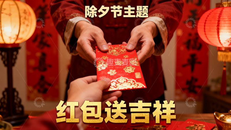 高清大图下载【趣麦麦图】除夕红包传递吉祥祝福