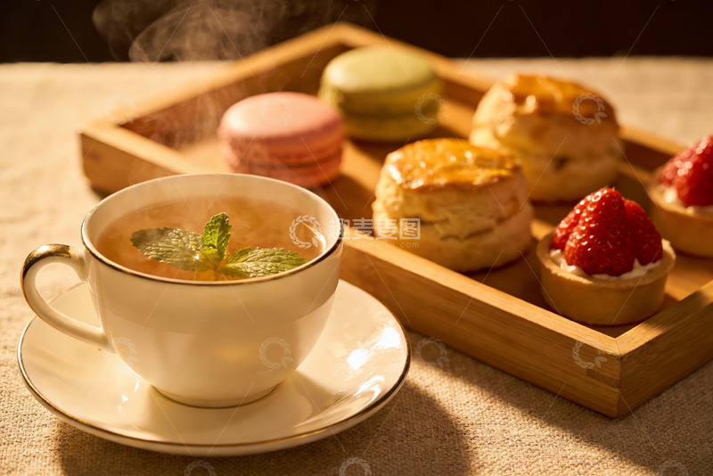 高清大图下载【趣麦麦图】热茶与甜点的温馨下午茶