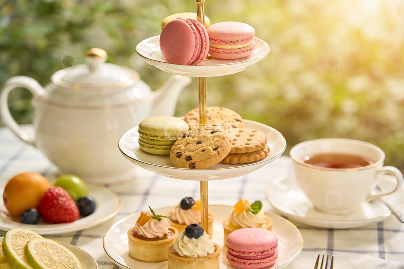 高清大图下载【趣麦麦图】下午茶点心与茶具摆盘