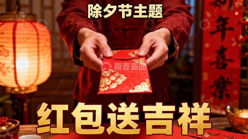 高清大图下载【趣麦麦图】除夕红包传递吉祥祝福