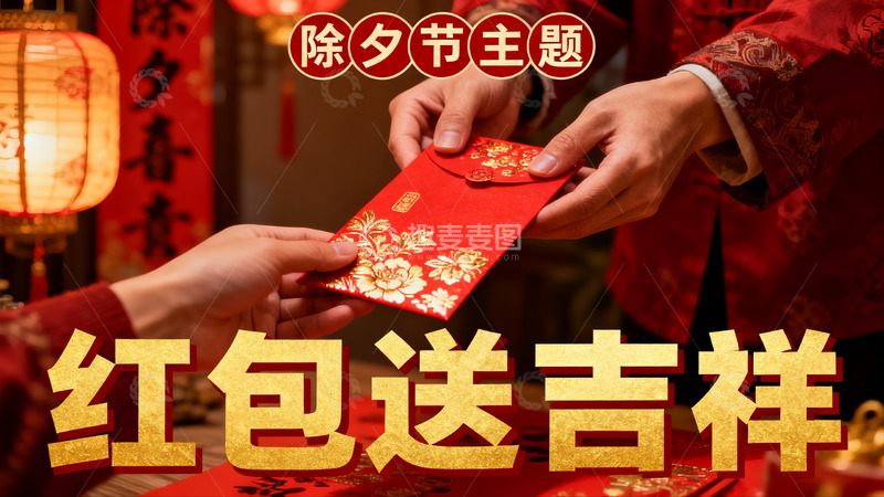 高清大图下载【趣麦麦图】除夕红包传递吉祥祝福