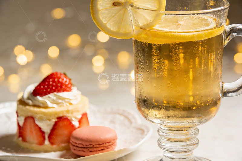 高清大图下载【趣麦麦图】柠檬饮品与草莓甜点