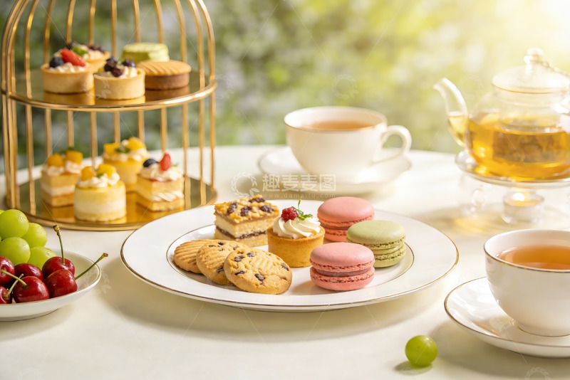 高清大图下载【趣麦麦图】精致下午茶甜点与茶饮