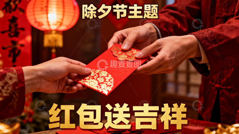 高清大图下载【趣麦麦图】除夕红包传递吉祥祝福